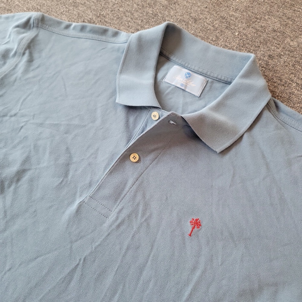 Ben Silver Charleston Polo Shirt Men's XL Blue Cotton Pique Palmetto Preppy